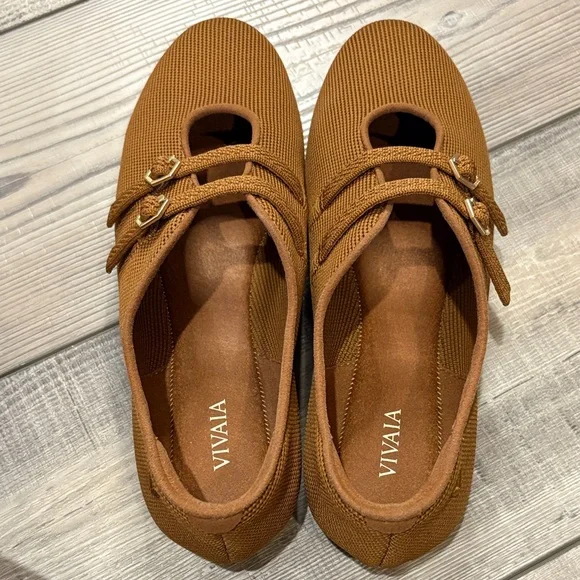 VIVAIA Natalie Caramel Brown Casual Mary Jane Shoes EUC Clean! 8, EU39 - Picture 8 of 8